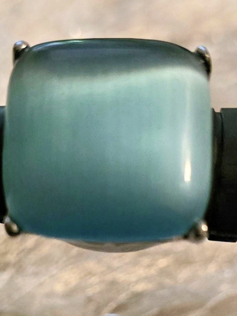 Blue Stone Statement Ring Size 6 Bohemian, Chunky And Heavy 1515